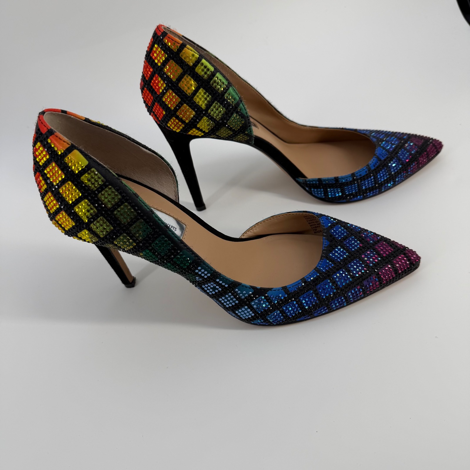 Inc Rainbow Rhinestone D'orsay Heels Pride Disco Glam Pumps Women's 7
